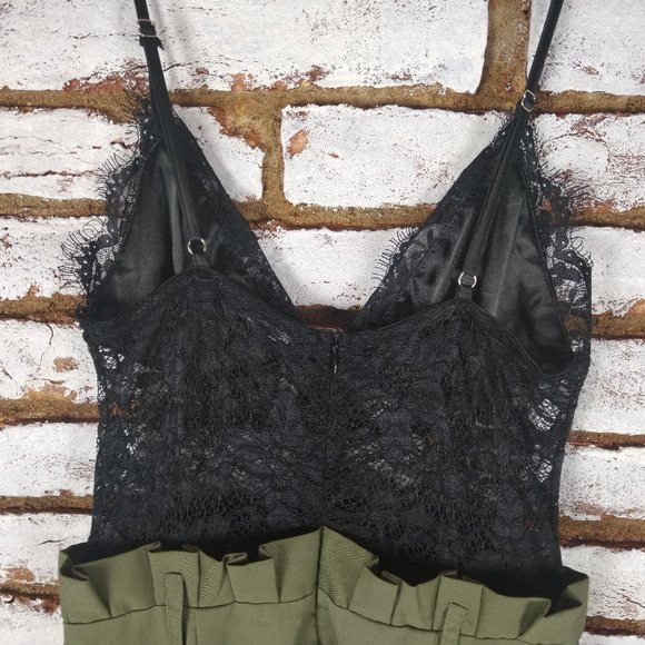 Fashion Nova ROMPER JUMPSUIT Khaki Green Black Top - Picture 5 of 7